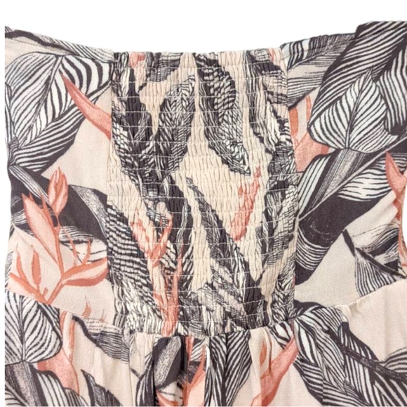 Kendall & Kylie Strapless Smocked Back Leaf Print Romper - Picture 6 of 11